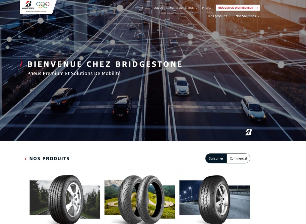 Bridgestone website homepage